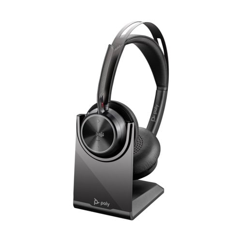 Poly Voyager Focus 2 USB-C-C-Headset, für Microsoft Teams zertifiziert, + USB-C/A-Adapter +Ladestation