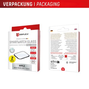 DISPLEX Full Cover Schutzfolie Apple Watch SE3/SE2/SE (44mm), 2 Stück
