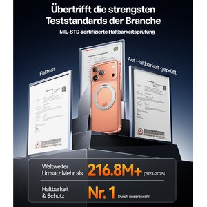 TORRAS Hülle für Apple iPhone 17 Pro Max Smartphone - Durchsichtig - Kann drahtlos geladen werden