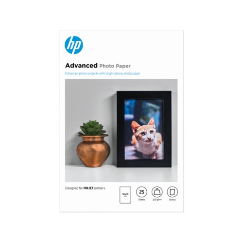 HP Advanced Tintenstrahl Fotopapier - 100 mm x 150 mm - 250 g/m² Grammage - Glänzend - 25er Blatt