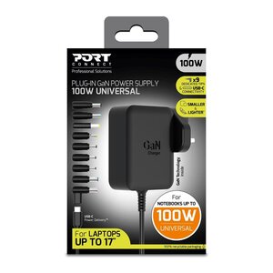 POWER SUPPLY 100W GaN - TYPE C + UNIVERSAL - PLUG IN - EU