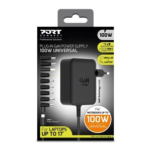 POWER SUPPLY 100W GaN - TYPE C + UNIVERSAL - PLUG IN - EU