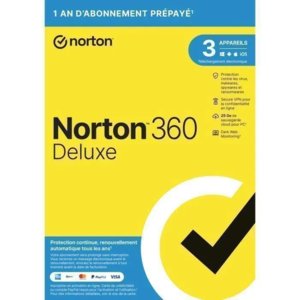 Norton 360 Deluxe 2025 | 1 An | 3 Appareils | PC-Mac-Android-iOS