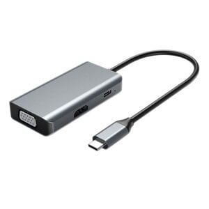 Adaptateur USB-C (M) vers HDMI (F) ou VGA (F) avec port de charge USB-C Passthrough 100W Max (F) - Câble 11cm - HDMI 4K/60