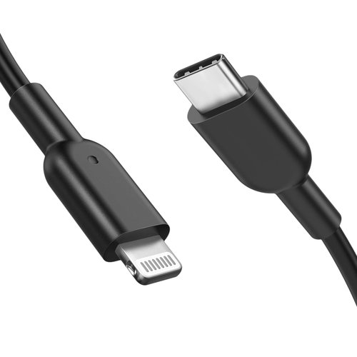 CABLE USB-C VERS APPLE LIGHTNING CERTIFIE MFI - Longueur 1m - Courant supporté : 3.25A max (65W max) - Noir - Compatible c