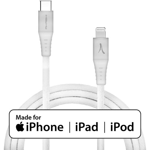Câble pour transfert de données Akashi - 1 m Lightning/USB-C - pour iPhone, iPod, iPad - 1er bout: Lightning - 2e bout: US