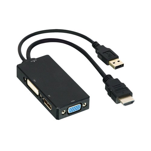 ADAPTATEUR HDMI MALE VERS DVI / VGA / DISPLAYPORT FEMELLE - Convertisseur vidéo 3 en 1 - Longueur de câble : 15cm - DVI 10