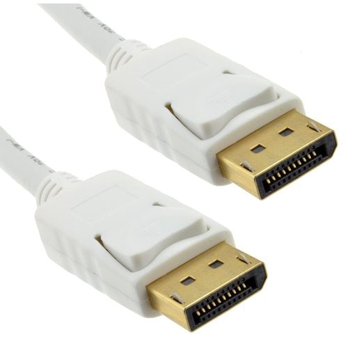 Câble Displayport (M) vers Displayport (M) - DP 1.2 - 4K/60Hz - Longueur 2m - Blanc