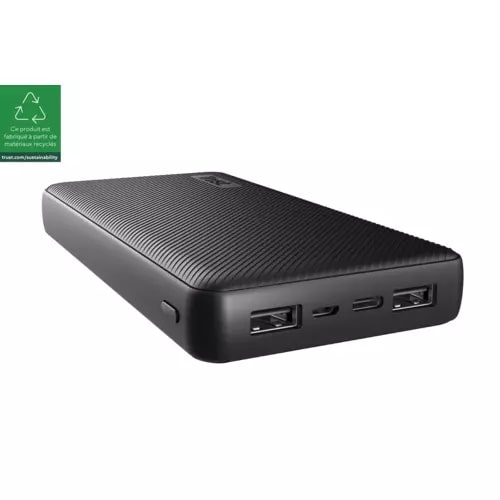 Trust Mobile Primo Batterie Externe Rapide 20000mAh, Power Bank USB-C 3A Grande Capacité, 3 Entrées, Chargeur iPhone, iPad