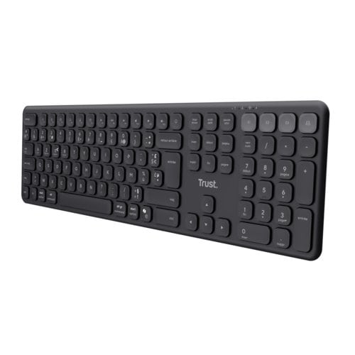 Trust Vaiya Clavier sans fil multi-appareils, noir - Connexion rapide sans fil 2,4GHz et 2x Bluetooth® - Confort de frappe