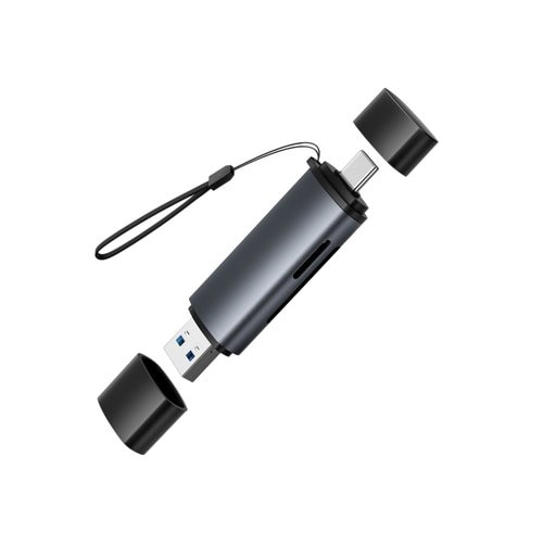 Lecteur de carte SD et Micro SD - Connectique USB-C et USB-A - Plug and Play - Lecture simultanée de 2 cartes mémoires - F