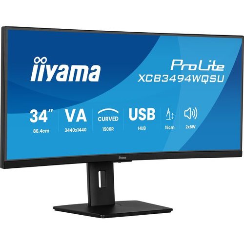 iiyama ProLite XCB3494WQSU-B1. Taille de l'écran: 86,4 cm (34"), Résolution de l'écran: 3440 x 1440 pixels, Type HD: Ultra