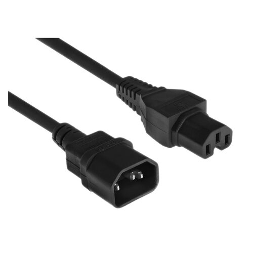 Rallonge DLH Energy - 1,80 m - Pour Ordinateur, Moniteur, Imprimante, Serveur - IEC 60320 C14 / IEC 60320 C15 - 10 A - Noir