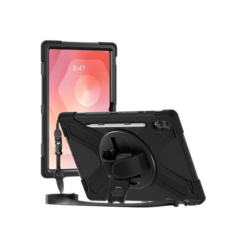 Coque renforcée avec emplacement stylet, bandoulière, poignée rotative et pied support pour SAMSUNG Galaxy Tab S11 Ultra (