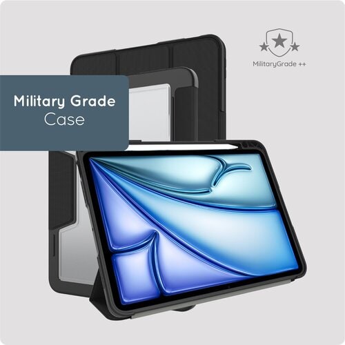 Just in Case - Étui de protection grade militaire Trifold ArmorElite pour iPad Air 11 (M4 2026 / M3 2025 / M2 2024) résist