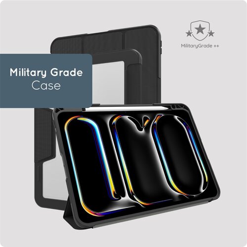 JustinCase - Étui folio TriFold Grade Militaire iPad Pro 13" (M5 2025 / M4 2024) protection renforcée support multi-angles