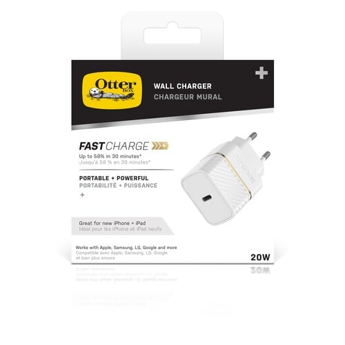 OtterBox chargeur secteur premium fast charge 20W - 1x USB C (3A/ 20W) - blanc