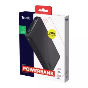 Trust Mobile Primo Batterie Externe Rapide 20000mAh, Power Bank USB-C 3A Grande Capacité, 3 Entrées, Chargeur iPhone, iPad