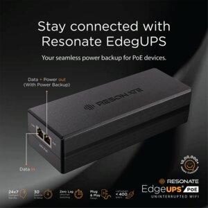 Resonate EdgeUPS PoE 24V | Power Backup for PoE Devices (IP Cameras, Wi-Fi Routers, Access Points, VoIP Phones) | Built-in