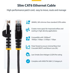 CABLE - BLACK SLIM CAT6 PATCH CORD 1.5M N6PAT150CMBKS
