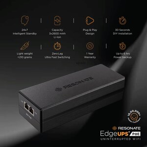 Resonate EdgeUPS PoE 30V | Power Backup for PoE Devices (IP Cameras, Wi-Fi Routers, Access Points, VoIP Phones) | Built-in