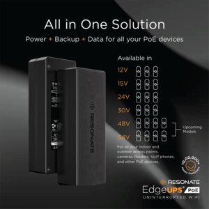 Resonate EdgeUPS PoE 30V | Power Backup for PoE Devices (IP Cameras, Wi-Fi Routers, Access Points, VoIP Phones) | Built-in