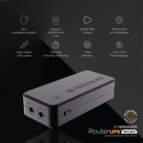 RESONATE RouterUPS Micro CRU12V2A Power Backup, Upto 3hrs