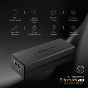Resonate EdgeUPS PoE 24V | Power Backup for PoE Devices (IP Cameras, Wi-Fi Routers, Access Points, VoIP Phones) | Built-in