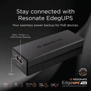 Resonate EdgeUPS PoE 30V | Power Backup for PoE Devices (IP Cameras, Wi-Fi Routers, Access Points, VoIP Phones) | Built-in