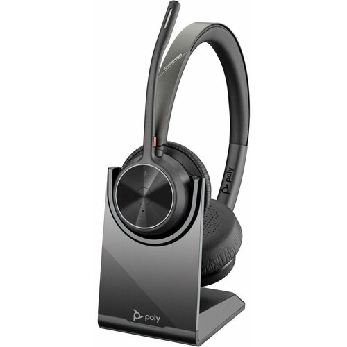Poly Voyager 4300 UC 4320 Wired/Wireless On-ear, Over-the-head Stereo Headset - Black - Microsoft Teams Certification - Si