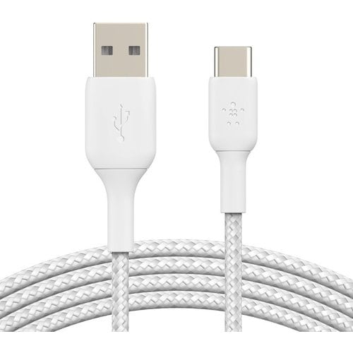 Belkin USB-IF Certified Braided 15W USB-A to USB-C (Type C) Fast Charging cable, 3.3 Feet / 1 Meter, White