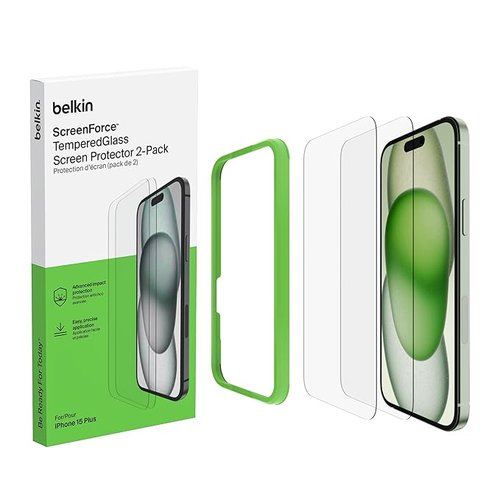 Belkin Screen Protector for iPhone 15 Plus + Easy Align Frame