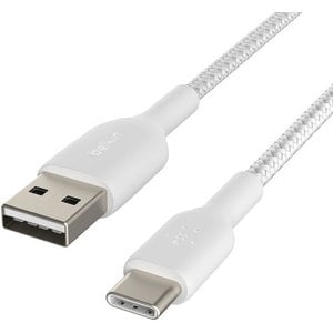 Belkin USB-IF Certified Braided 15W USB-A to USB-C (Type C) Fast Charging cable, 3.3 Feet / 1 Meter, White