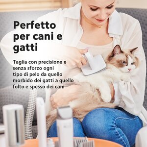 Petoneer LM7, Gatto/Cane, Aspirapolvere + Tagliacapelli, Trasparente, Bianco, 220 - 240 V, 140 mm, 298 mm