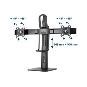 Hamlet Supporto da tavolo per Doppio monitor regolabile in altezza. Universale: supporta tutti i monitor LCD da 17 a 27"" 