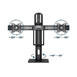 Hamlet Supporto da tavolo per Doppio monitor regolabile in altezza. Universale: supporta tutti i monitor LCD da 17 a 27"" 