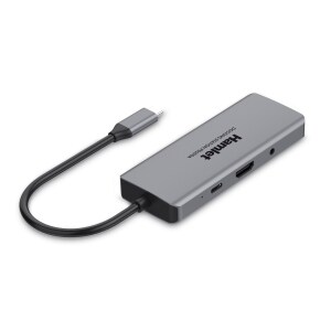 Hamlet Docking Station Universale USB-C  Power delivery 85W - Single Display HDMI - 3 porte USB 3.0 + Lan Gigabit + Uscita