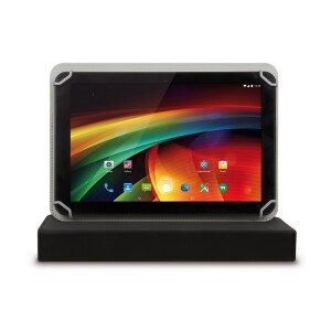 Hamlet Custodia Universale per Tablet PC da 7 e 8". Realizzata in Ecopelle di colore Nero con interni Grigio Chiaro. Ripie