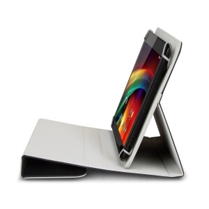 Hamlet Custodia Universale per Tablet PC da 7 e 8". Realizzata in Ecopelle di colore Nero con interni Grigio Chiaro. Ripie