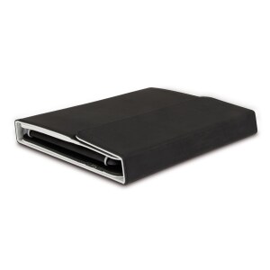 Hamlet Custodia Universale per Tablet PC da 7 e 8". Realizzata in Ecopelle di colore Nero con interni Grigio Chiaro. Ripie
