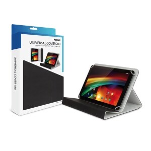 Hamlet Custodia Universale per Tablet PC da 7 e 8". Realizzata in Ecopelle di colore Nero con interni Grigio Chiaro. Ripie