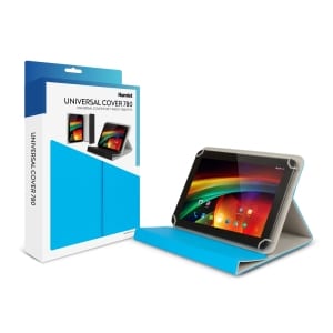 Hamlet Custodia Universale per Tablet PC da 7 e 8". Realizzata in Ecopelle di colore Azzurro con interni Grigio Chiaro. Ri