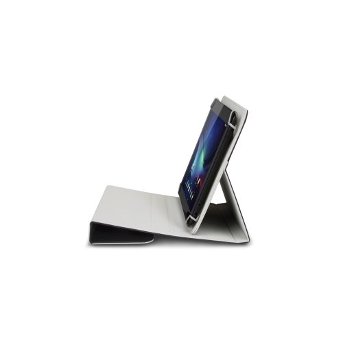 Hamlet - Custodia Universale per Tablet PC da 9 a 10,1".  Ecopelle di colore Nero con interni Grigio chiaro. Funziona come
