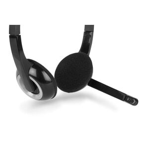 Hamlet Cuffia Stereo USB con Microfono per PC e Notebook. Doppia Connessione USB-A + USB-C. Bi-Aurale. Auricolari in morbi