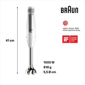Braun MultiQuick 7 MQ7035I Minipimer Frullatore ad immersione Silver, Frullatore ad immersione, 0,6 L, Funzione PULSE, Tri