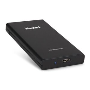 Hamlet Box Esterno per Hard Disk e SSD 2.5" SATA III. Doppia Connessione USB-A 3.0 + USB-C. 
Alimentazione diretta da Bus 