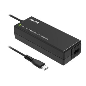 Hamlet Alimentatore Universale notebook compact 90W, selezione voltaggio automatico 18,5 - 19,0 - 19,5 - 20V. Inclusi 10 c