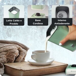 Ariete 2878 cappuccinatore Vintage, montalatte a caldo e a freddo, 500 Watt, colore verde
