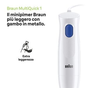Braun MultiQuick 1 MQ10.201M Minipimer Frullatore ad immersione White, Frullatore per cottura, 450 W, Bianco