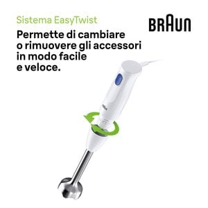 Braun MultiQuick 1 MQ10.201M Minipimer Frullatore ad immersione White, Frullatore per cottura, 450 W, Bianco